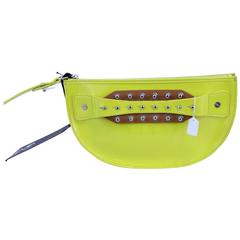 Alexander McQueen Lime Patented Leather Spike Clutch