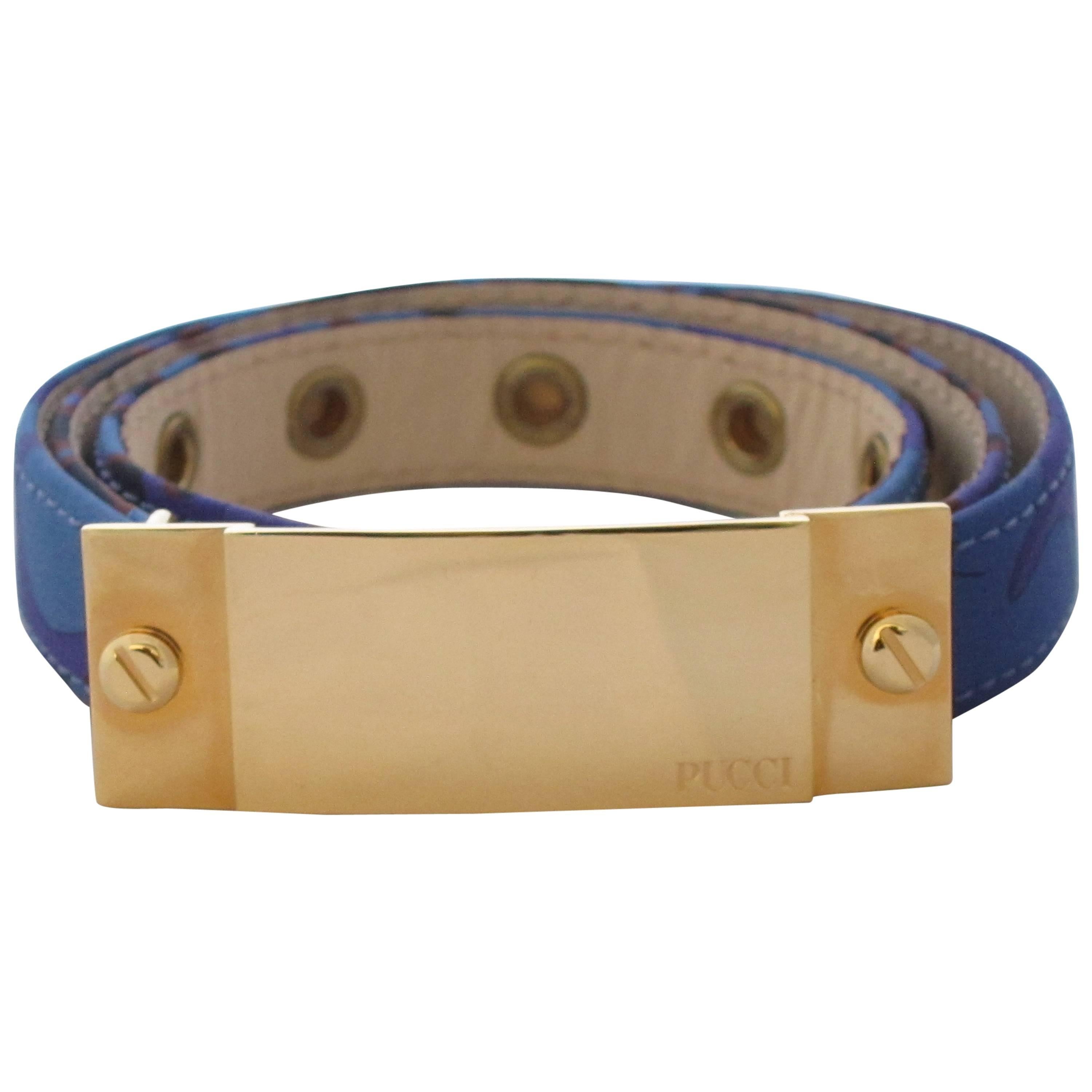 Pucci Silk and Leather Belt For Sale