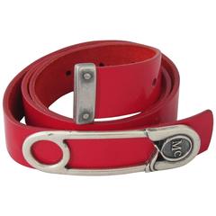 Alexander McQueen Masive Safety Pin and Red patented Leather Belt. Size 80