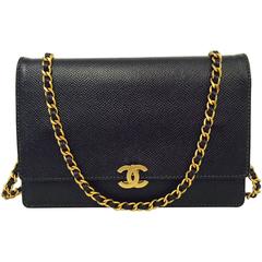 Chanel Black Matte Caviar Wallet on a Chain Bag Serial No. 5521347