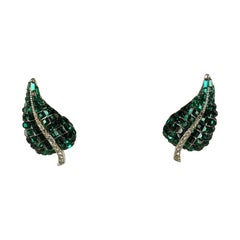 Ciner Invisibly Set Emerald Earrings