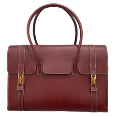 Sac à main Hermès Drag 2000 en cuir de veau rouge rubis avec poignée supérieure