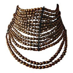 NIB Christian Dior Retro "Valentine" Golden Bronze Masai Choker Necklace   