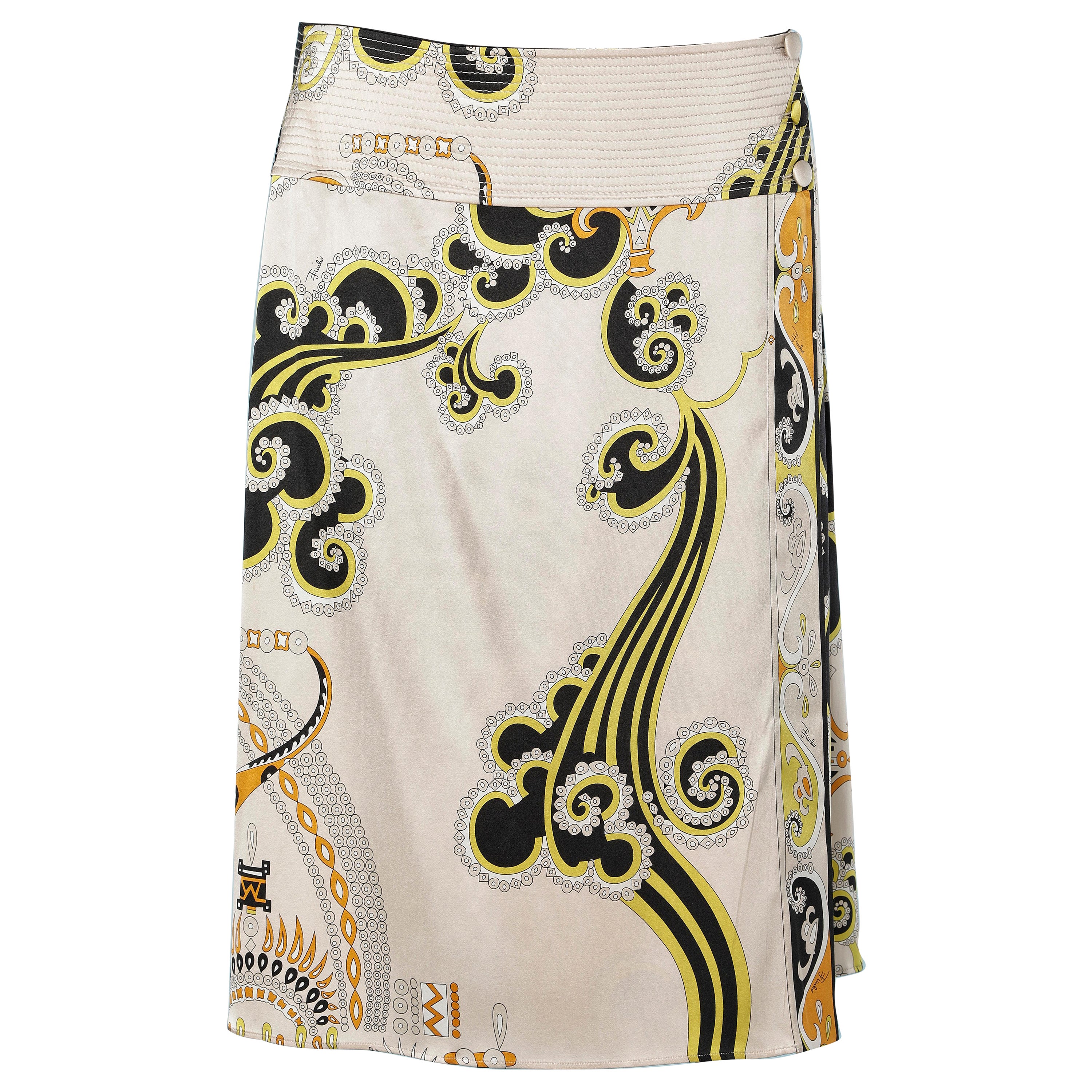 Wrap skirt in printed silk Emilio Pucci  For Sale