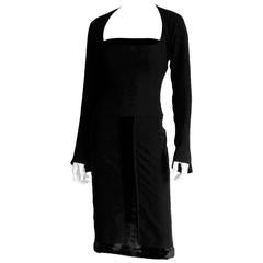 Free Shipping:Tom Ford YSL Rive Gauche 02 Silk Velvet Ribbon Blouse & Skirt! F42 5