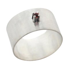 Ruby Round sterling silver Wide Ring 