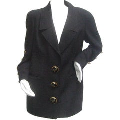 Liliane Romi Couture Paris Black Boucle Wool Jacket c 1990s