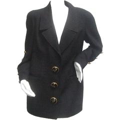 Liliane Romi Couture Paris Black Boucle Wool Jacket c 1990s 5