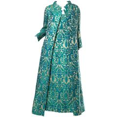 1960s Metallic Damask Gown & Opera Coat 12