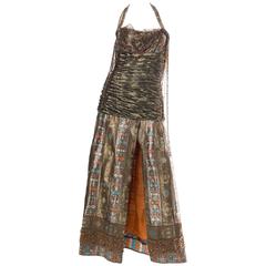 Silk & Lamé Beaded Gown with Slit 10