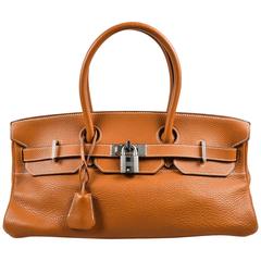 Hermes Caramel Brown Clemence Leather "JPG Shoulder Birkin 42" Tote Bag