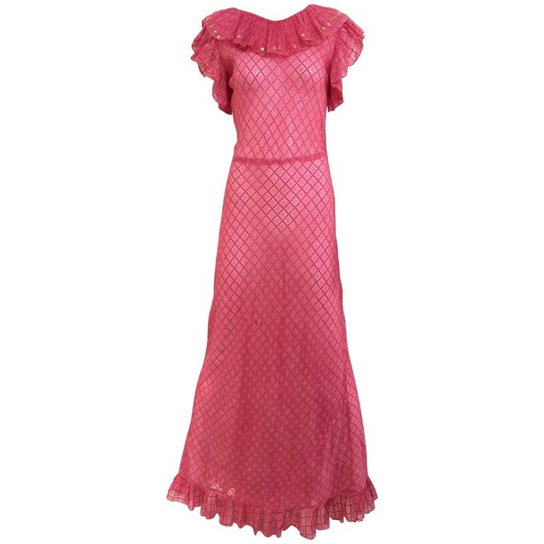 Pink silk dress, 1930s, offered by Sielian's Vintage Apparel