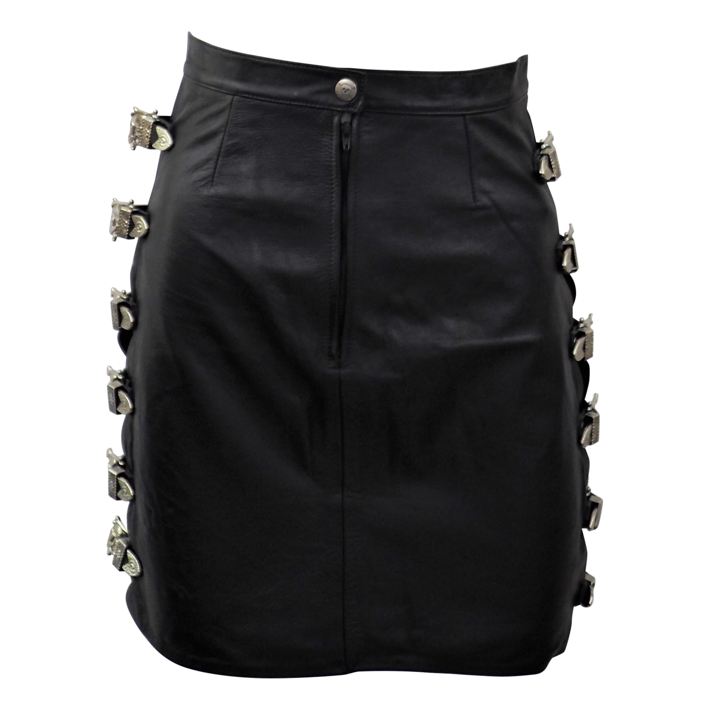 Marley black leather skirt For Sale