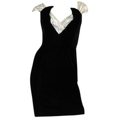 Early 1990s Thierry Mugler Silver Lame & Velvet Dress 1