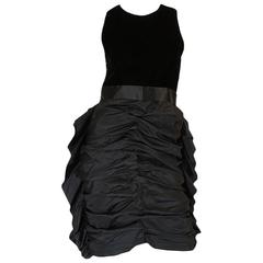 1950s Ruffled Silk Skirt & Velvet Potential Givenchy Dress 6