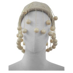 1990s White with beads vintage hat