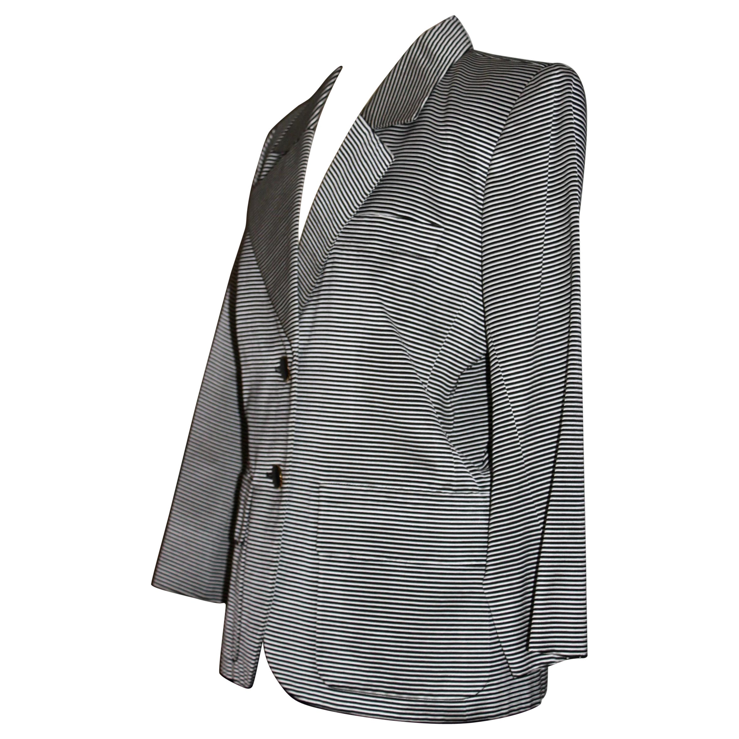 Yves Saint Laurent Rive Gauche Black/White Pin Striped Jacket For Sale