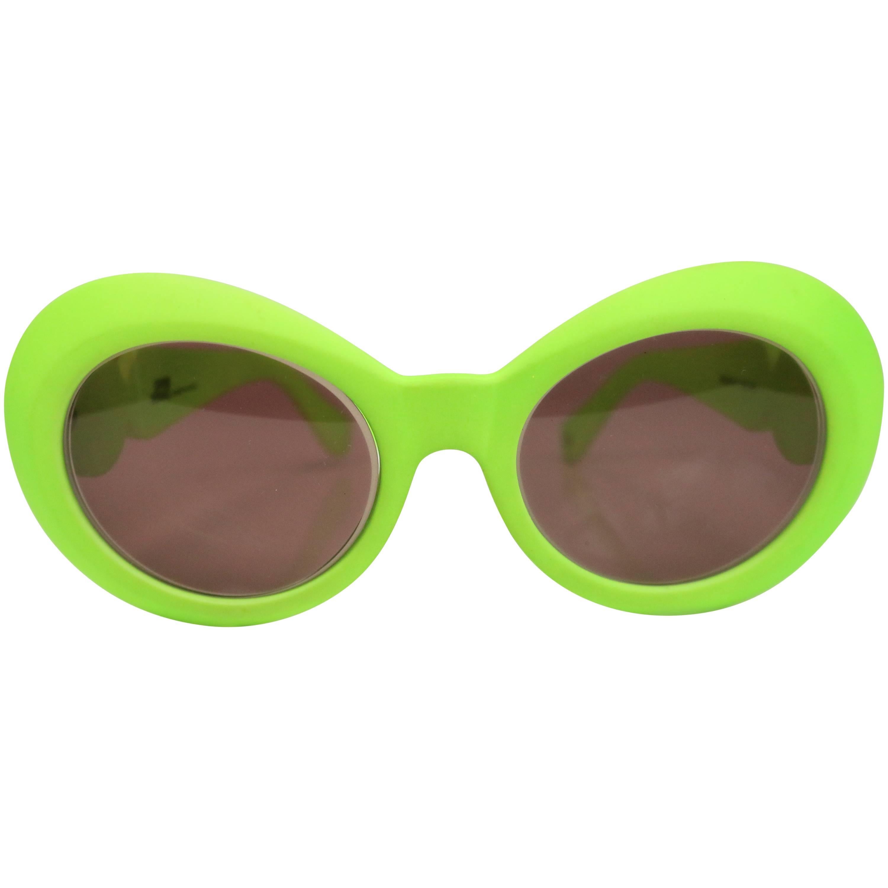 Gianni Versace Neon Green Cello Frame Sunglasses 