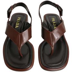 Vintage Prada Brown Leather Slingback Sandals