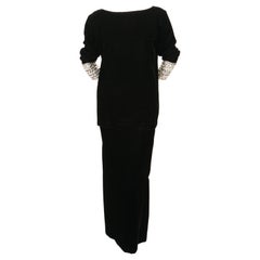 1983 YVES SAINT LAURENT velvet RUNWAY tunic with crystals and long skirt