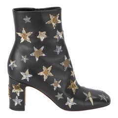 Pre-Loved Valentino Garavani Women's Black Star Embellished Ankle Boots