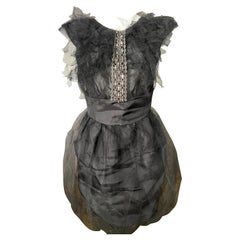 Valentino Black Mini Silk Dress, Size 10