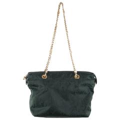 ETRO MILANO Green  Paisley Jacquard Canvas TOTE Shoulder Bag w/ Chain Straps
