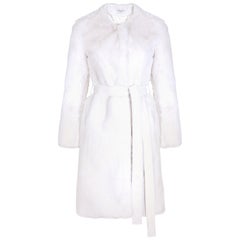 Used Verheyen London Serena  Collarless Faux Fur Coat in White - Size uk 14