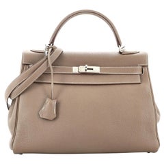 Hermes Kelly Handbag Etoupe Togo with Palladium Hardware 32