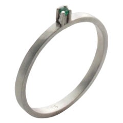 Emerald Sterling Silver Narrow Ring