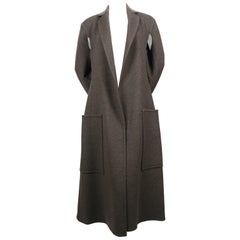Celine by Phoebe Philo heathered grey cashmere coat with cutouts & wrap pockets