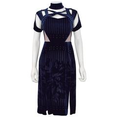 Peter Pilotto Royal velvet dress with sheer panels with detachable choker NWT