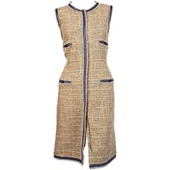 CHANEL Lesage tweed dress with lace trim and full two-way zipper