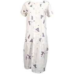 early 1980's COMME DES GARCONS printed dress with pleats and dropped waist 3