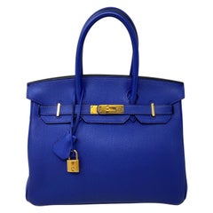 Hermes Blue Electrique Birkin 30 Bag 