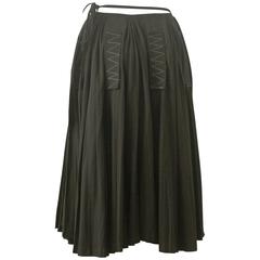 Yohji Yamamoto wrap skirt with vertical zig-zag stitched patches