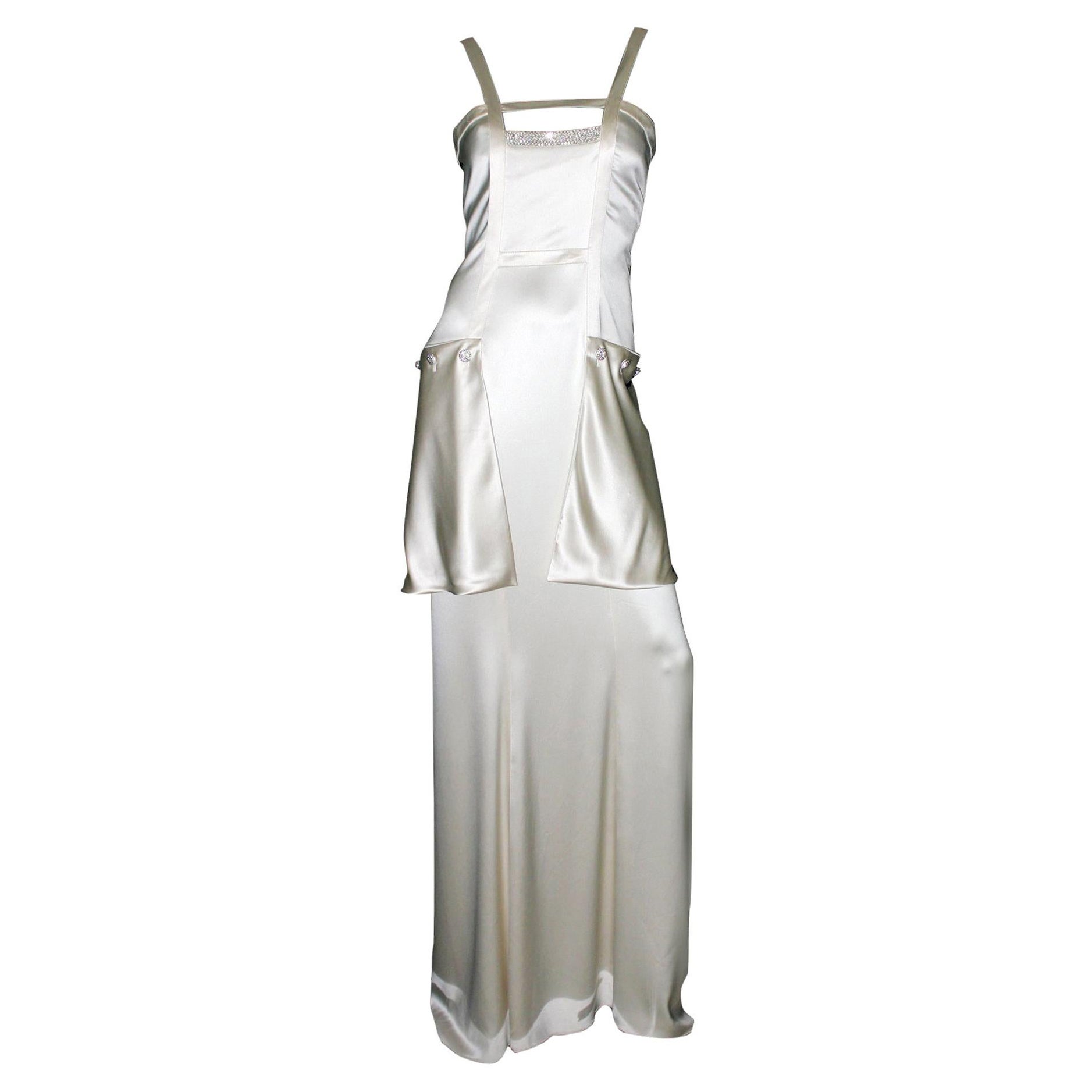 VALENTINO Silk Crystal Evening Wedding Bridal Goddess Gown Dress 8 For Sale