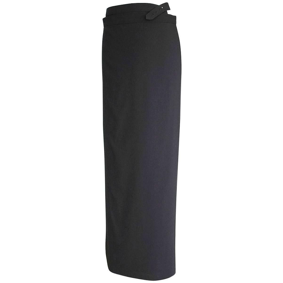 Jean Paul Gaultier Skirt 80s' Vintage Black Wrap 42 / 8 Fits 6 For Sale