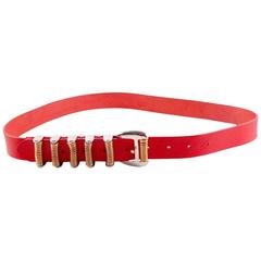 Balmain Red Leather Belt