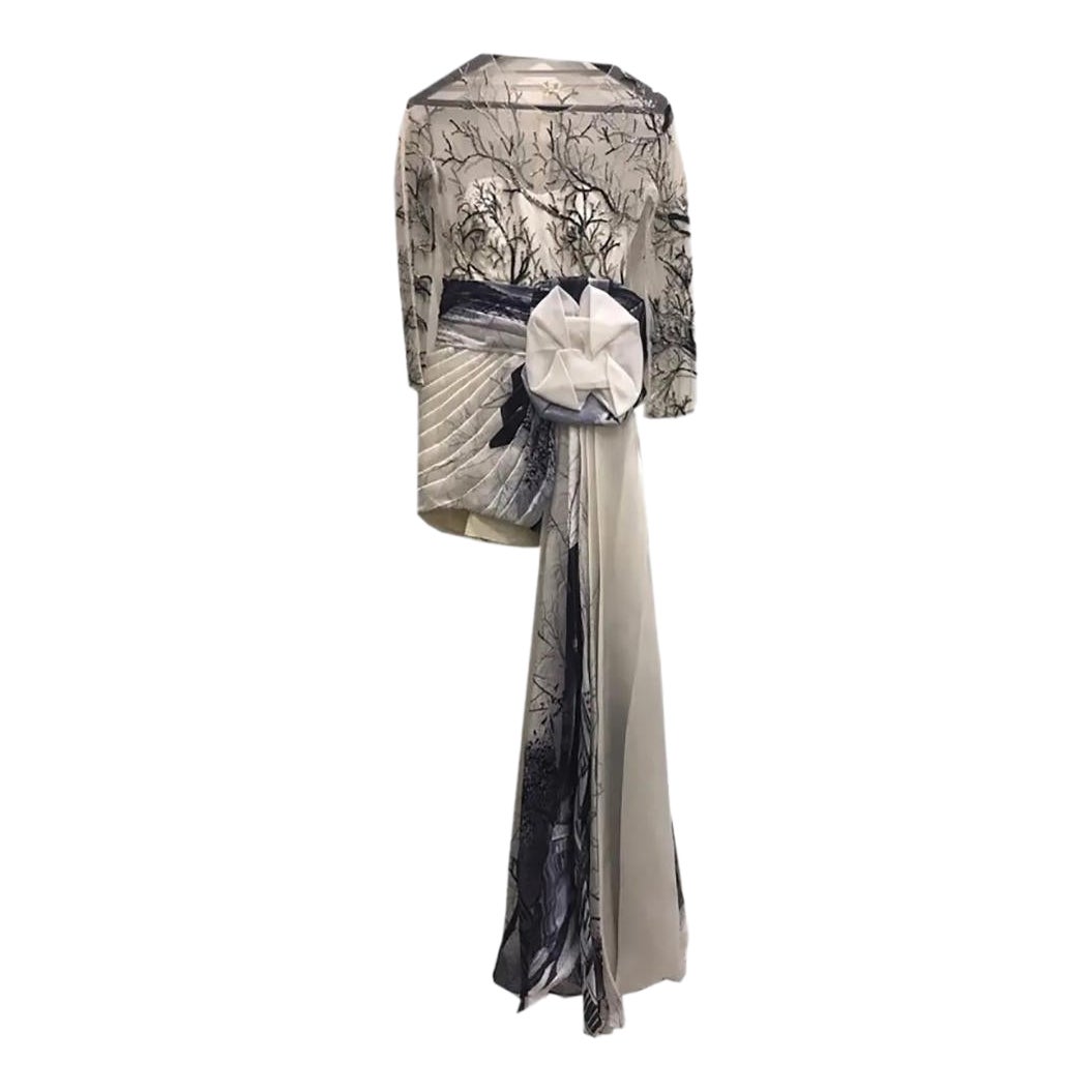 ZUHAIR MURAD Nude Mesh and Sequin Embellished Gown SZ 4 For Sale at