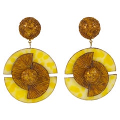 Francoise Montague by Cilea Japanese-Inspired Yellow Resin dangle Clip Earrings