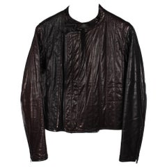 Yves Saint Laurent Rive Gauche Leather Men Bomber Jacket Size 48IT(M)
