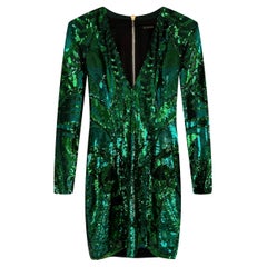 BALMAIN GREEN SEQUINS Mini DRESS 36 - 4