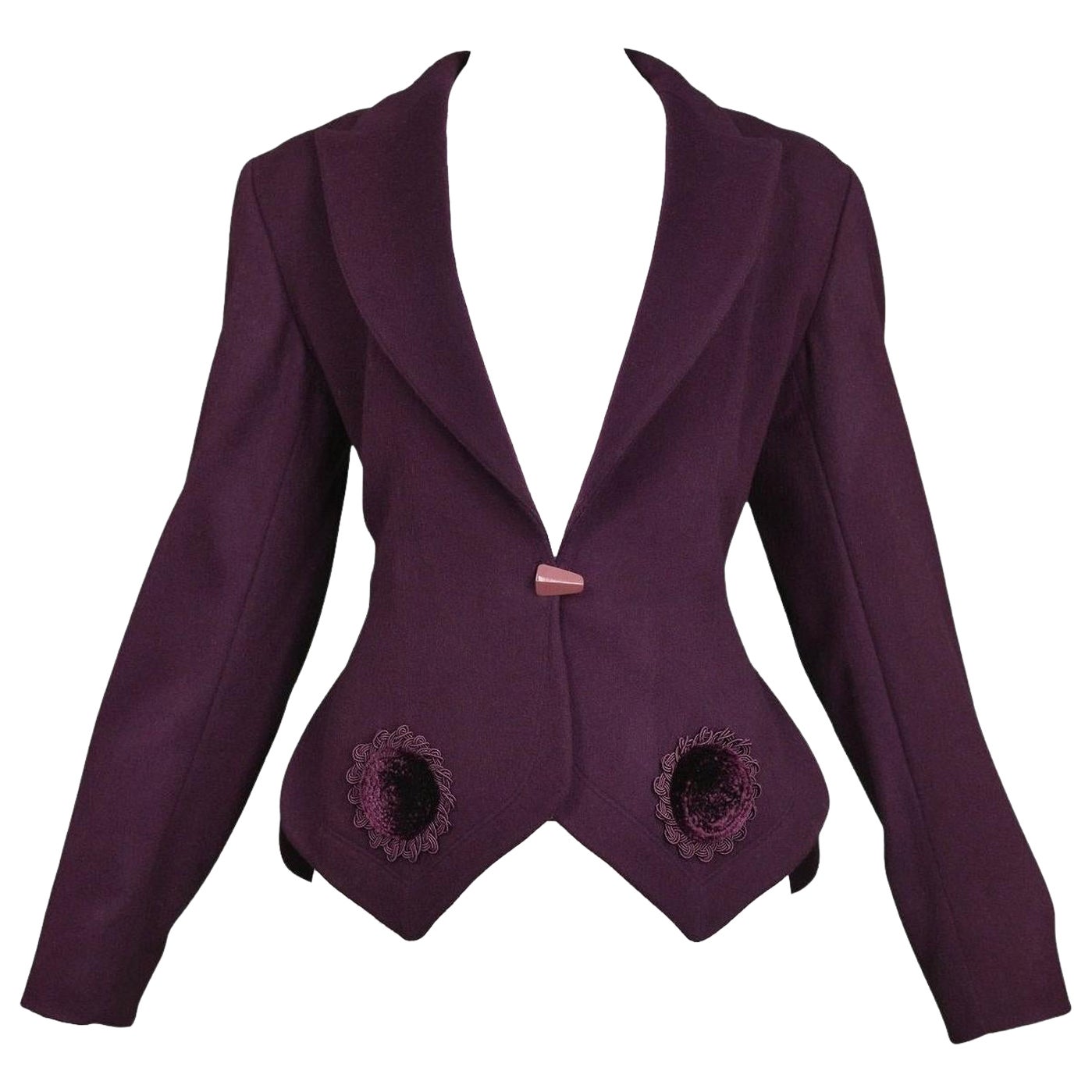 Azzedine Alaia Purple and Velvet Applique Jacket Runway 1991 For Sale ...