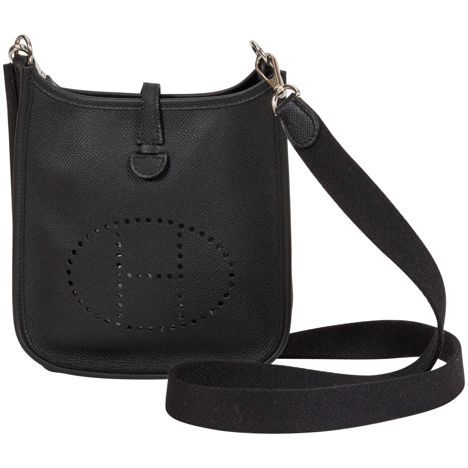 NEW Hermès Black Epsom Mini Evelyne Bag at 1stdibs