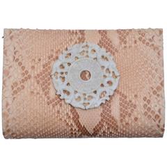 Paige Gamble Beige Snake Skin  Clutch Evening Handbag