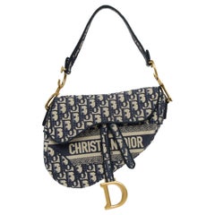 Dior Saddle Bag Blue Oblique Embroidery Full-Set