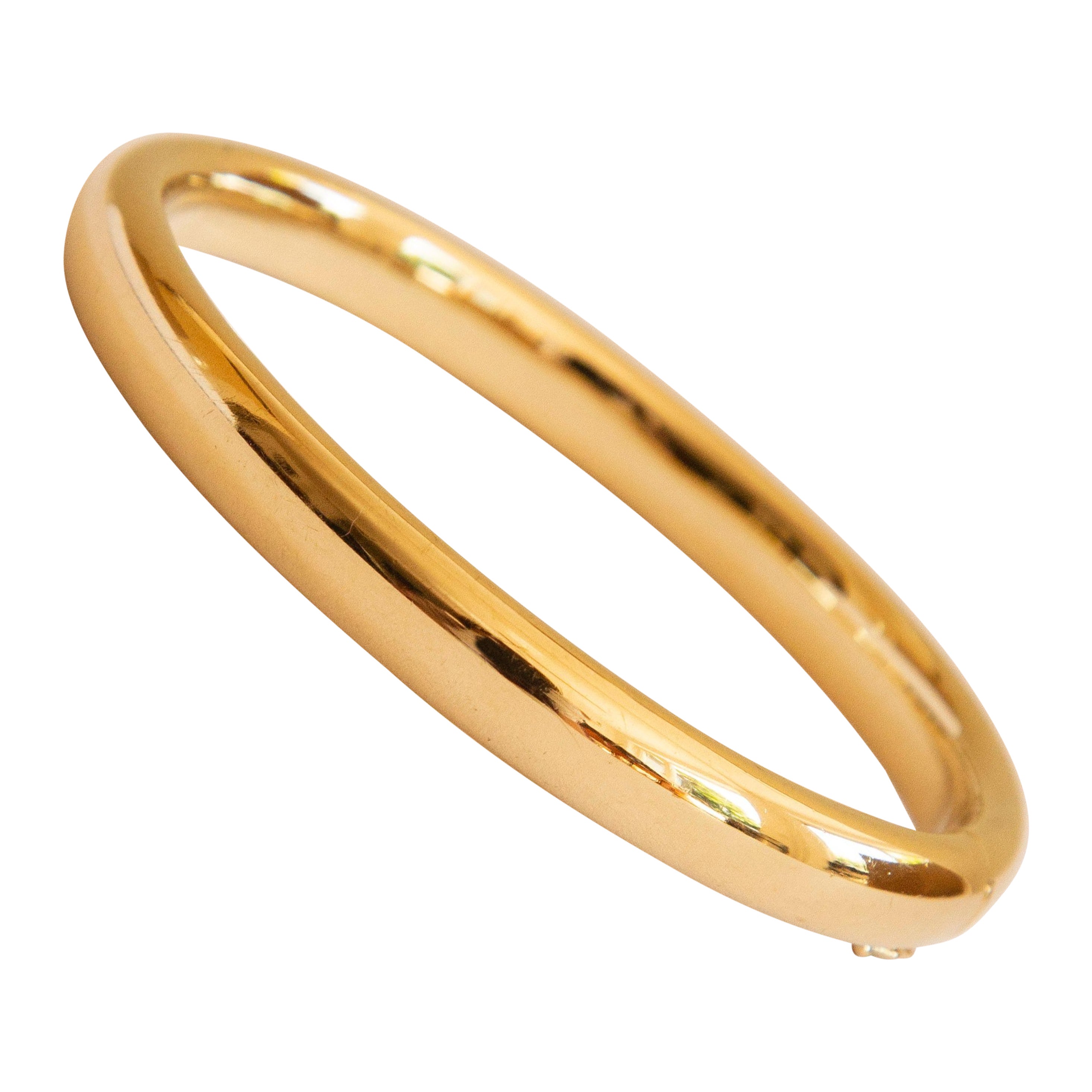 Diamond Gold Bangle Bracelet Hinged with Safety Clasp at 1stDibs gold