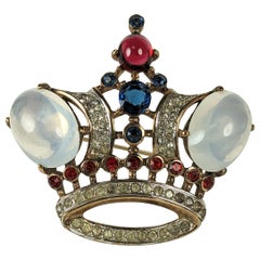 Trifari Moonstone Cabochon Large Royal Crown, Alfred Philippe