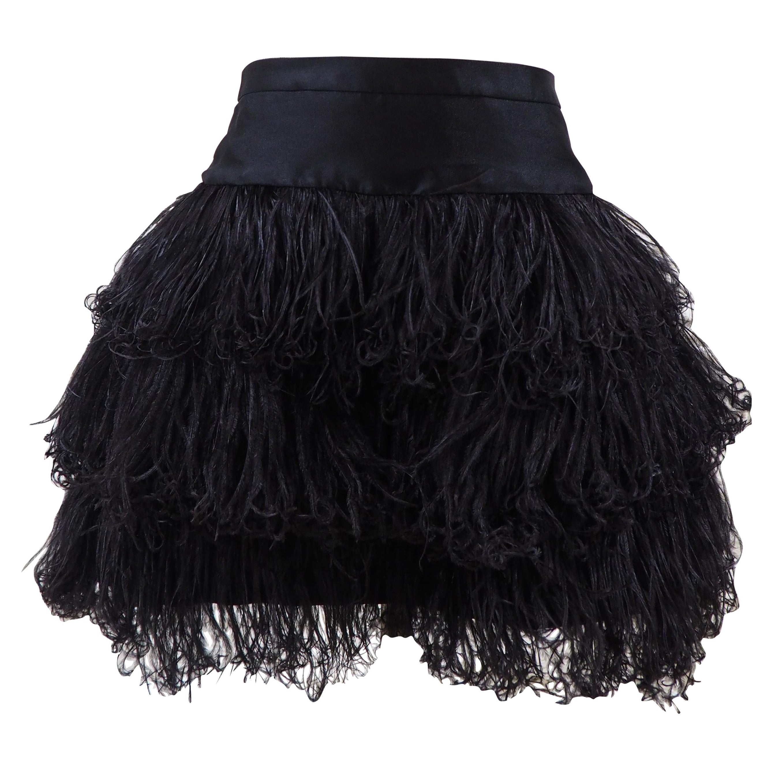 Moschino black feathers skirt  For Sale